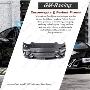 Partial Carbon Fiber iMP Performance Front Bumpe For 2020-2022 Tesla Model Y - Picture 1 of 24