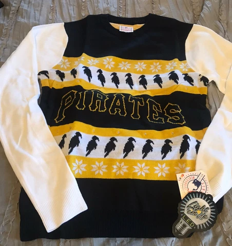 PITTSBURGH PIRATES Baseball UGLY CHRISTMAS Holiday MEDIUM Light Up NEW Sweater Cover