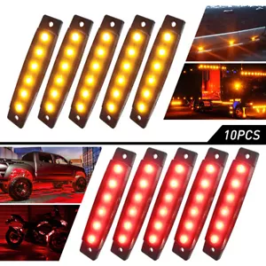 10X Side Marker Lights LED Truck Trailer Round Side Bullet Light Amber Red EOA - Picture 1 of 12