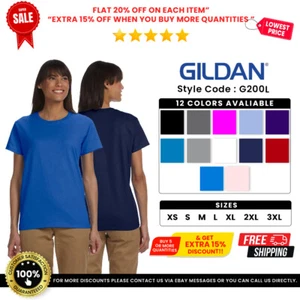 Gildan G200L Women's Ultra Cotton T Shirt Short Sleeve Tee Classic Fit T-Shirt - Picture 1 of 170