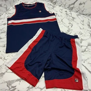 Men's Fila Navy | Red | White Mesh Short Set - Picture 1 of 3