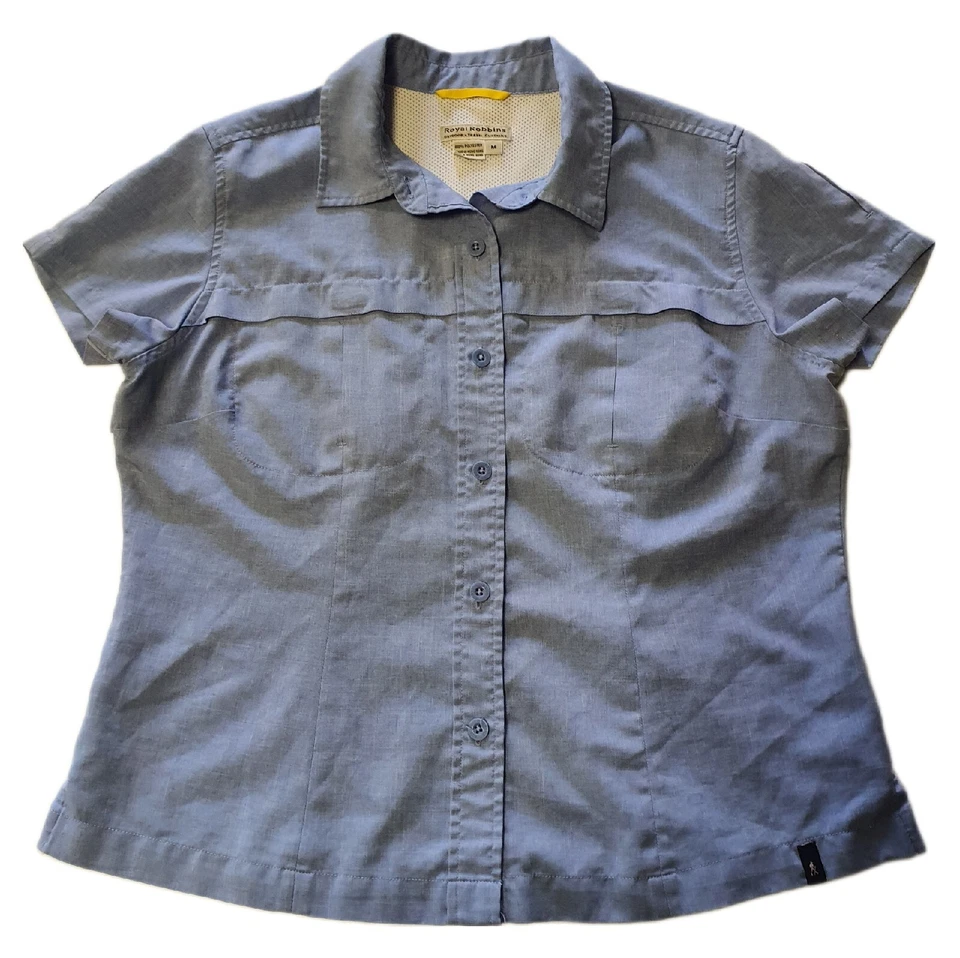 Camisa de caminhada feminina Royal Robbins, tamanho M azul cambraia, ventilada - frete grátis  - Imagem 1 de 4