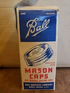 Vintage Ball Mason Barattolo Zinco Cappucci Foderati In Porcellana ~ Una Dozzina - Foto 1 di 6