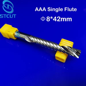 2pc AAA 8*42mm Tungsten Carbide Single Flute Milling Cutter CNC Wood Router Bits - Picture 1 of 2