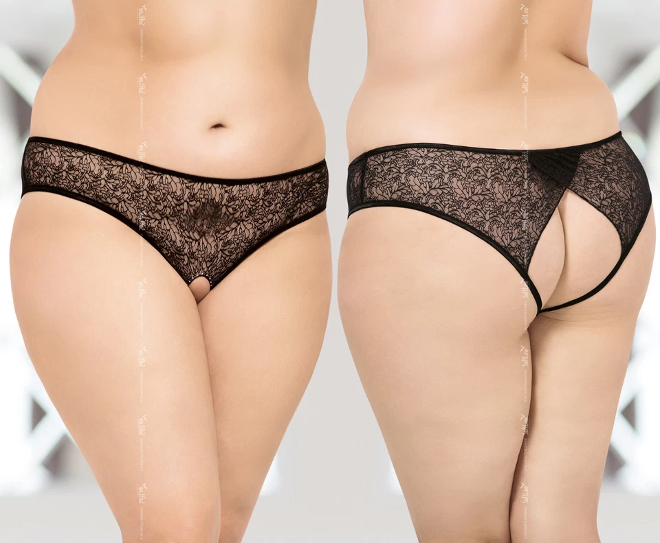SoftLine Damen Po Ouvert Slip Panty 2467 Spitze Pofrei offen erotik schwarz XL - Bild 1 von 3