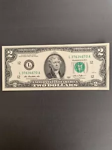 US $2 Dollar Bill Series 2013 - L Series (L37634670A) - Picture 1 of 2