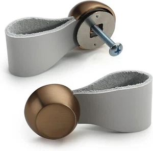 5 Stück Grau Leder Kommode Griffe Champagner Bronze Schrank Knöpfe für Küche Sof - Bild 1 von 6