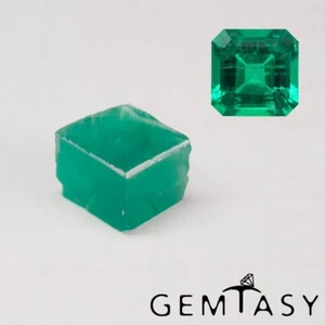 Piedra áspera para facetado - Esmeralda colombiana laboratorio hidrotermal cultivada 10-12ct - Imagen 1 de 5