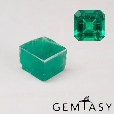 Rough stone for faceting - Emerald Colombian hydrothermal lab grown 10-12ct - Image 1 of 4