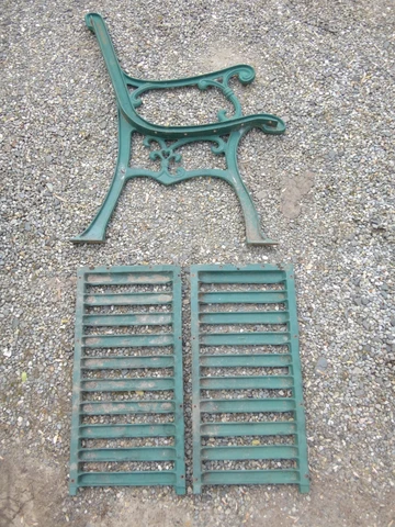 VINTAGE Cast Iron Scroll Park Bench Left End Arm Leg and Back Slat Inserts Cover