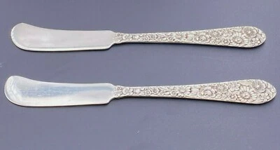 ALVIN SILVER CO. STERLING 925 BRIDAL BOUQUET 1932 FLAT HANDLE BUTTER SPREADER - Image 1 of 4