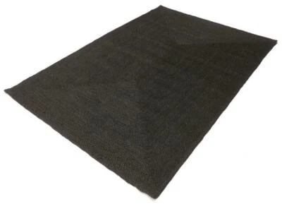 Rug Black Jute Carpet Mat Rectangle Area Rug Natural Handmade Braided Rustic - Image 1 of 4