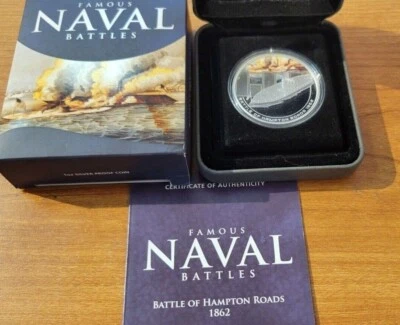 Cook Island 2010 $1 Fine silver Famous Naval Battles-Battles Hampton Roads 1862  - Image 1 of 2