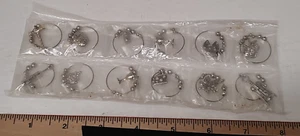 Lot of 12 Metal Wine Glass Charms Cheese Basket Grapes Wine Bottle Barrel & more - Picture 1 of 4
