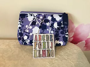 Estee Lauder Purple Blue White Flower Makeup Bag w/Monogram Stickers - Picture 1 of 3