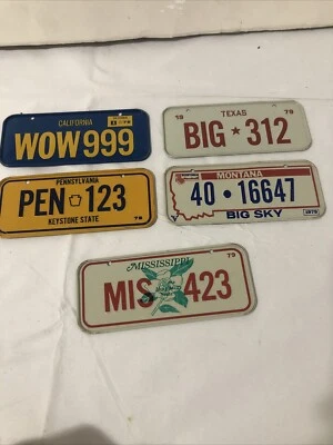 Lot of 5 Bicycle License Plates 1979 General Mills Wheaties Cereal Prizes Vin - image 1 of 4