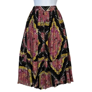 Apt 9 Boho Pleated Maxi Skirt Size Medium Full Size Belted Colorful Abstract - Picture 1 of 14