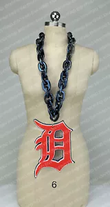 New MLB DETROIT TIGERS NAVY BLUE Jumbo Big Fan Chain Necklace Foam MI USA - Picture 1 of 3