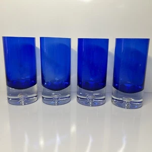 LOT OF 4 Block Stockholm Cobalt Crystal Highball Glasses Controlled Bubble 6.25" - Picture 1 of 10