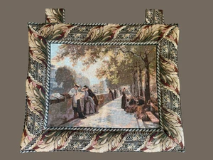 Wall Hanging Tapestry Bank On The River Siene French Scene Paris 34" x 28.5" - Picture 1 of 2