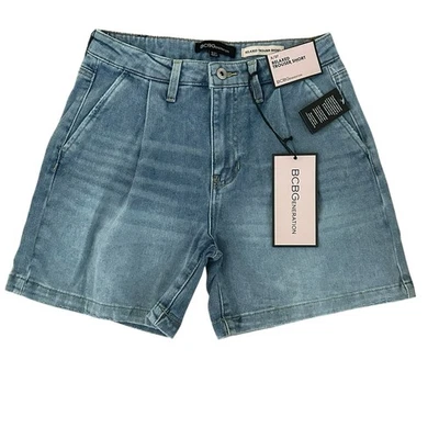 Pantalón Corto BCBGeneration Mujer Azul Denim Relajado Talla 5/27 - Nuevo con Etiquetas Foto 1 de 4