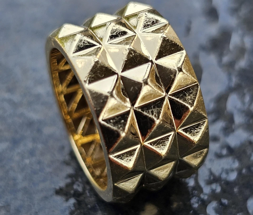 Roberto Coin Obelisco 3 三排宽带 18k 黄金 尺寸 6.75 10.4 克 12 毫米 — 第 1/4 张图片