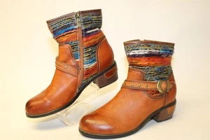 Spring Step L'Artiste Gaetana NWD Womens 10 10.5 41 Textile Leather Ankle Boots - Picture 1 of 24