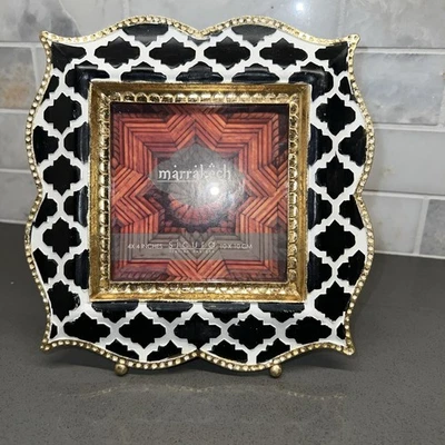 Marcos de fotos de diseño italiano 4 X 4 Marrakech Sicura | Patrón blanco y negro Foto 1 de 4