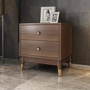 Ultic Walnut 2-Drawer Nightstand – Mid-Century Bedside Table with Storage - Picture 1 of 7