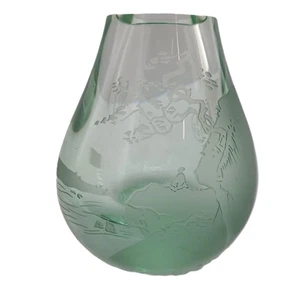 Grün asiatisch japanisch Vintage Peking Studio Kunst Glas Schnee Berg Vase Symbole - Bild 1 von 13