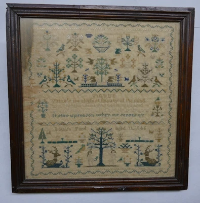 antique schoolgirl sampler Lousia Ford 1846 - Image 1 of 4