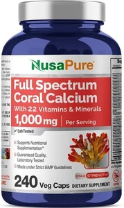 NusaPure Coral Calcium 1000 mg - 240 Kapseln (gentechnikfrei & sojafrei) - Bild 1 von 10