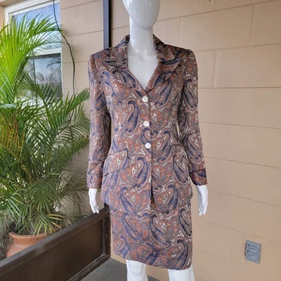Vintage 90s Moshary for Neiman Marcus Paisley Suit New Women Size 4 and 6 - Image 1 of 4
