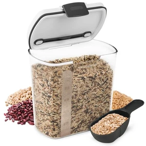2.5-Quart Grain Storage Container with Hinged Lid, Clear – BPA-Free, Airtight... - Picture 1 of 7