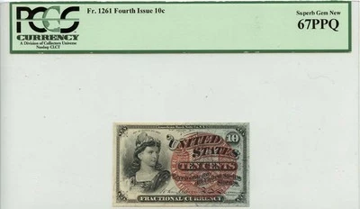 Fourth Issue Fractional Currency 10c PCGS MS67 Superb Gem PPQ - Image 1 of 2