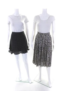 J Crew Womens Crepe Printed A-Line Skirts Black Size 4 Lot 2 - Picture 1 of 12