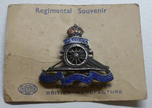 Military Sweetheart Brooch Silver Royal Artillery Gun On Original Card - Picture 1 of 5