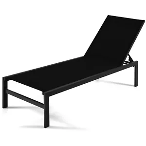 Patiojoy Patio 6-Position Lounge Chair Chaise Aluminium Adjust Recliner Black - Picture 1 of 9