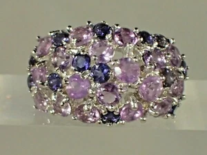  Natural Rich Amethyst & Iolite 14k Gold Plated on .925 Silver Sz 6 Ring  #1558 - Picture 1 of 5