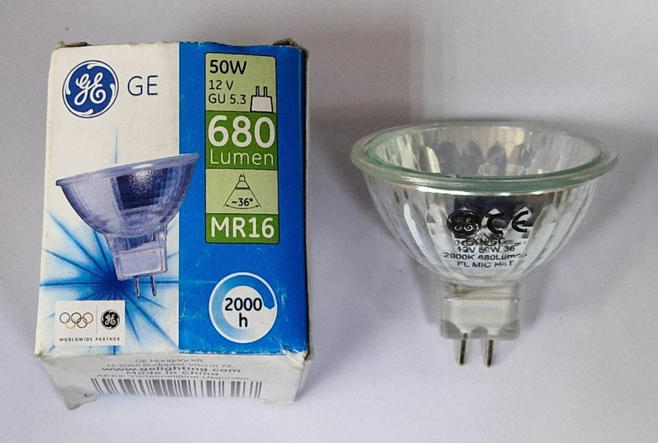 1x GE 50W Halogen GU 5.3 MR16 12V 2900K Warm White Dimmable Spot Light Bulb Lamp - Image 1 of 1