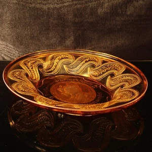 Amber Glass Oval Bowl King George VI Coronation 1937, England - Picture 1 of 12