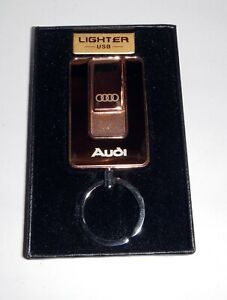 Keychain Cigarette Lighter Logo Of Audi USB Rechargeable Without Flame Windproof