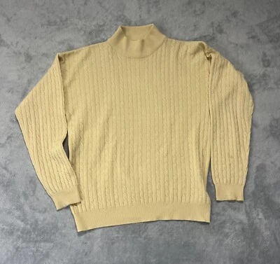 Suéter Charter Club Cashmere para mujer tejido con cable cuello alto amarillo talla pequeña Foto 1 de 4