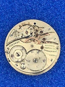 1911 ILLINOIS 11 JEWEL 12 SIZE OPEN FACE STYLE POCKET WATCH MOVEMENT FOR PARTS - Picture 1 of 2