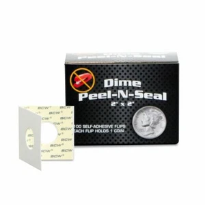 BCW 2" x 2" For Dimes Peel-N-Seal 100 Count Box No Staple Needed - Picture 1 of 1