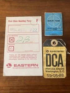 Eastern Airlines bag tag and boarding pass Pan Am mending kit vintage Airline - Picture 1 of 9
