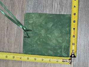 Gift Bag 6in x 7 In Green Print Handmade Cotton - Picture 1 of 2