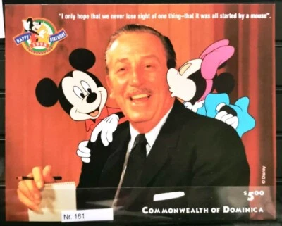 DD161 Dominica MNH Walt Disney Cartoons Animation Mickey Minnie Characters - Image 1 of 4