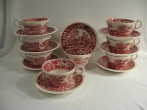 SPODE ENGLAND C1814 TOWER FLAT CUPS & SAUCERS - 8 SETS - Picture 1 of 1