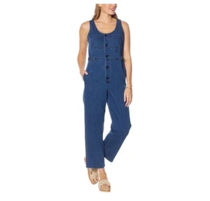 Frayed Jeans Jumpsuit Womens M Blue Harlow Baggy Jumpsuit Denim Pant New - Picture 1 of 2